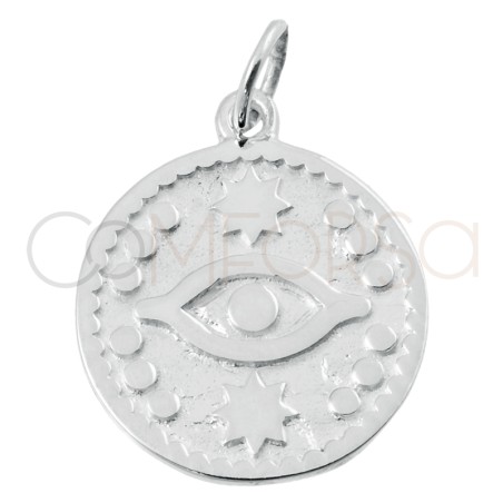 Pendentif œil avec détail 17mm argent 925 plaqué or