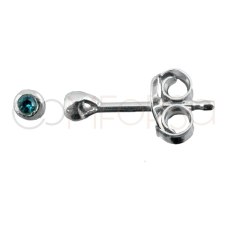 Boucles d’oreilles chaton 2mm aigue-marine argent 925