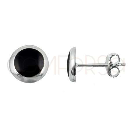 Boucles d’oreilles noires avec biseau 8mm argent 925