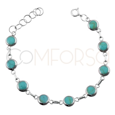 Bracelet turquoise avec biseau 8mm argent 925