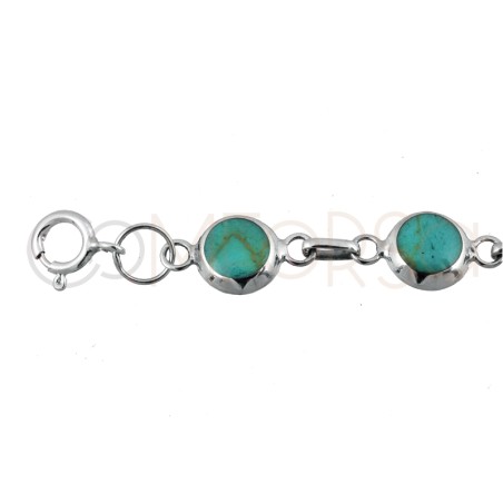 Bracelet turquoise avec biseau 8mm argent 925