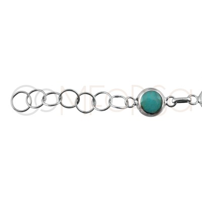 Bracelet turquoise avec biseau 8mm argent 925