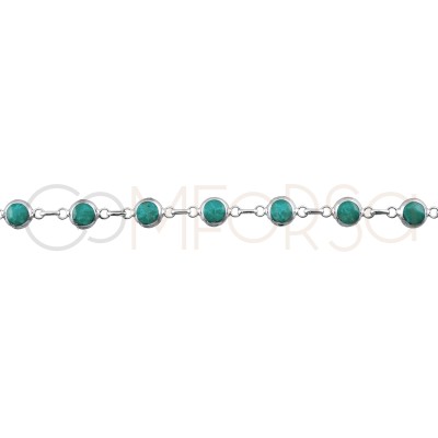 Bracelet turquoise avec biseau 8mm argent 925