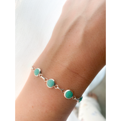 Bracelet turquoise avec biseau 8mm argent 925