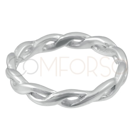 Bague tressée 3mm argent 925 plaqué or