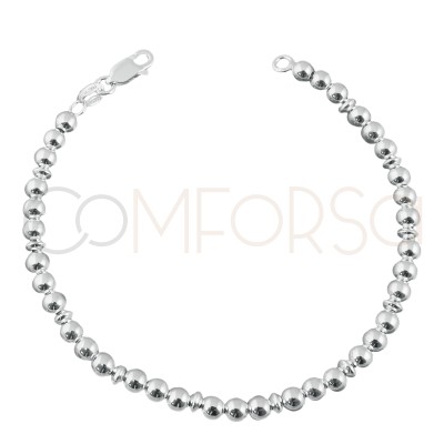 Bracelet perles avec disc 4 mm argent 925