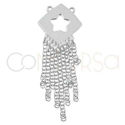 Pendentif étoile ajourée avec des franges 15x15mm argent 925 plaqué or