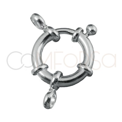 Fermoir bouée avec anneaux 14 mm argent 925 plaqué or