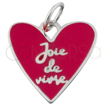 Pendentif cœur irrégulier « Joie de vivre » rose 15mm argent 925