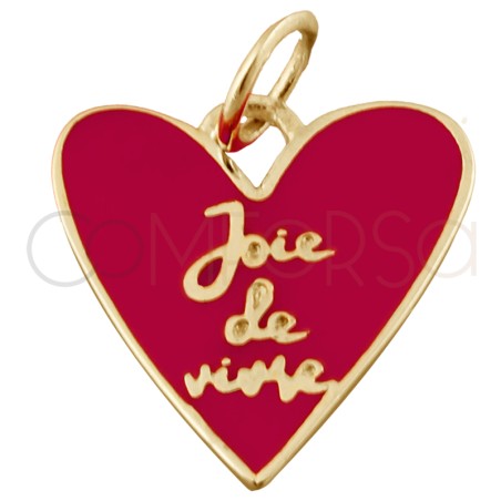 Pendentif cœur irrégulier « Joie de vivre » rose 15mm argent 925