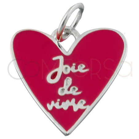 Pendentif coeur irrégulier "Joie de vivre" rose 15mm argent 925 plaqué or