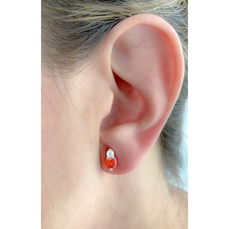 Boucles d'oreilles zircone double orange 5x8mm argent 925