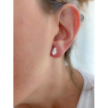 Boucles d’oreilles zircone double crystal 5x8mm argent 925 plaqué or