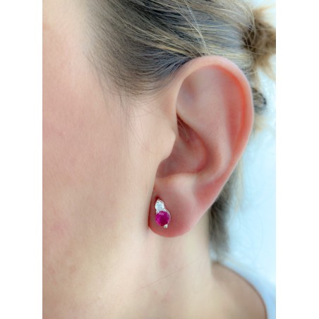 Boucles d’oreilles zircone double ruby 5x8mm argent 925