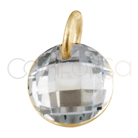 Pendentif zircone flottante crystal 6mm argent 925 plaqué or