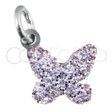 Pendentif papillon glitter silver 9mm argent 925