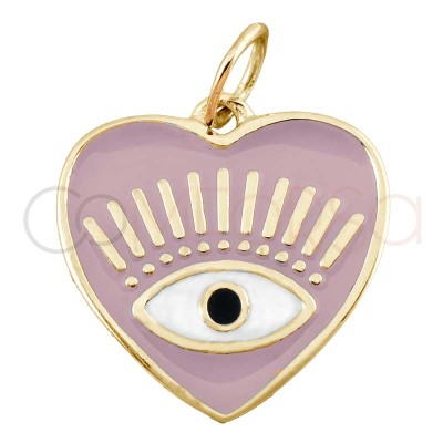 Pendentif coeur oeil Pink 16x16mm argent 925