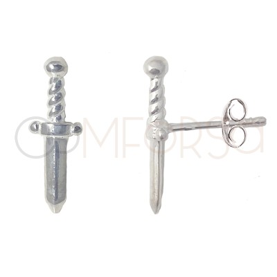 Boucles d'oreilles dague 5x18mm argent 925 plaqué or