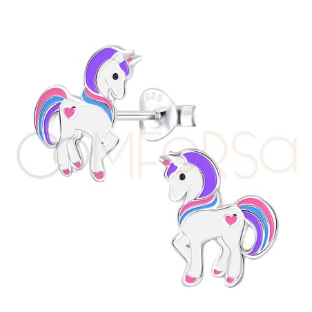 Boucles d’oreilles poney cœur 7.7 x 9.3mm argent 925