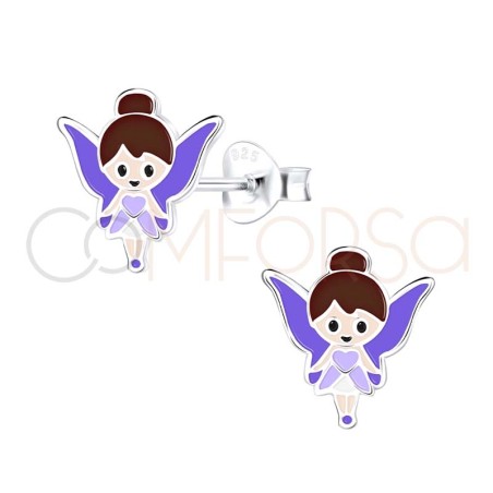 Boucles d’oreilles fée brune 9.4 x 10mm argent 925