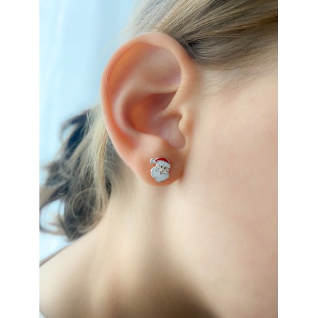 Boucles d’oreilles Père Noël 7 x 9mm argent 925