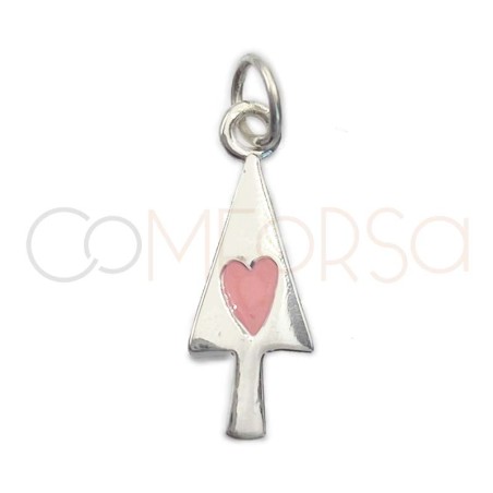 Pendentif sapin de Noël cœur 7 x 16mm argent 925