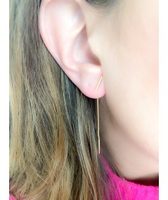 Boucles d’oreilles combinées barre et chaîne argent 925 plaqué or