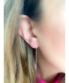 Boucles d’oreilles combinées barre et chaîne argent 925