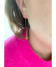 Boucles d’oreilles double chaîne étoile argent 925 plaqué or