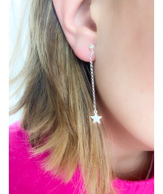 Boucles d’oreilles double chaîne étoile argent 925