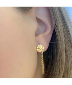 Apprêt boucle d’oreille tournesol avec anneau 10mm argent 925 plaqué or