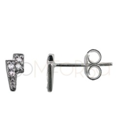 Mini boucles d'oreilles foudre avec zircones crystal 7 x 3.8mm argent 925 plaqué or