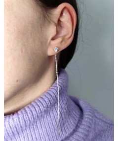 Boucles d'oreilles avec chaîne et zircone 4 x 5mm crystal argent 925