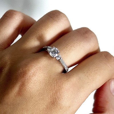 Bague solitaire avec zircon en argent 925