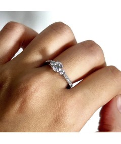 Bague solitaire avec zircone en argent 925