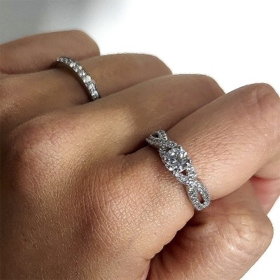 Bague ouverte avec zircon en argent 925