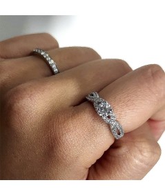 Bague ouverte avec zircone en argent 925