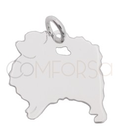 Pendentif chien Poméranien 15 x 15mm argent 925