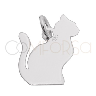 Pendentif chat assis 15 x 15mm argent 925