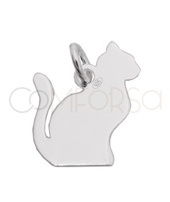 Pendentif chat assis 15 x 15mm argent 925