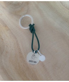 Porte-clés avec pendentif en forme de raquette de padel et médaille personnalisable en argent 925
