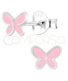 Boucles d’oreilles papillon rose 6 x 4.5mm argent 925