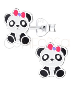 Boucles d’oreilles panda avec nœud 8 x 9mm argent 925