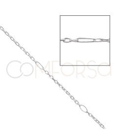 Chaîne forçat fine avec anneau intercalé 1 x 1.3mm argent 925 (grammes)