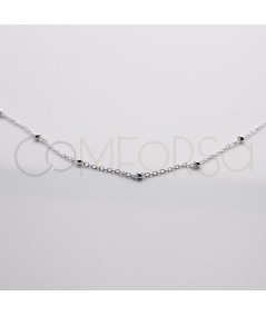 Bracelet forçat avec des boules 15cm + 3cm argent 925 plaqué or