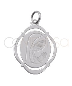 Médaille ovale Vierge ajourée 14 x 20mm argent 925