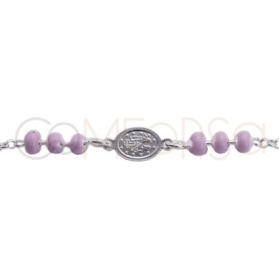 Bracelet pour enfants Vierge Miraculeuse en émail rose 14 + 2cm argent 925