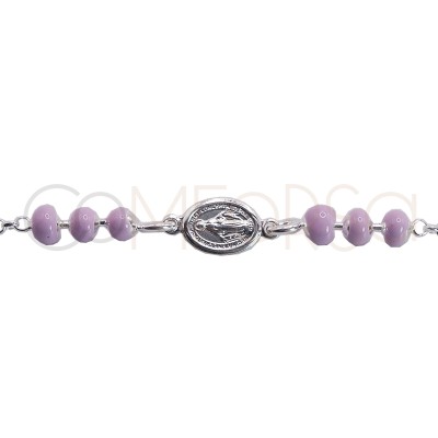 Bracelet pour enfants Vierge Miraculeuse en émail rose 14 + 2cm argent 925