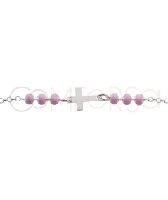 Bracelet pour enfants croix en émail rose 14 + 2cm argent 925