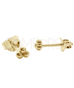 Mini boucles d’oreilles 3 boules 3mm argent 925 plaqué or